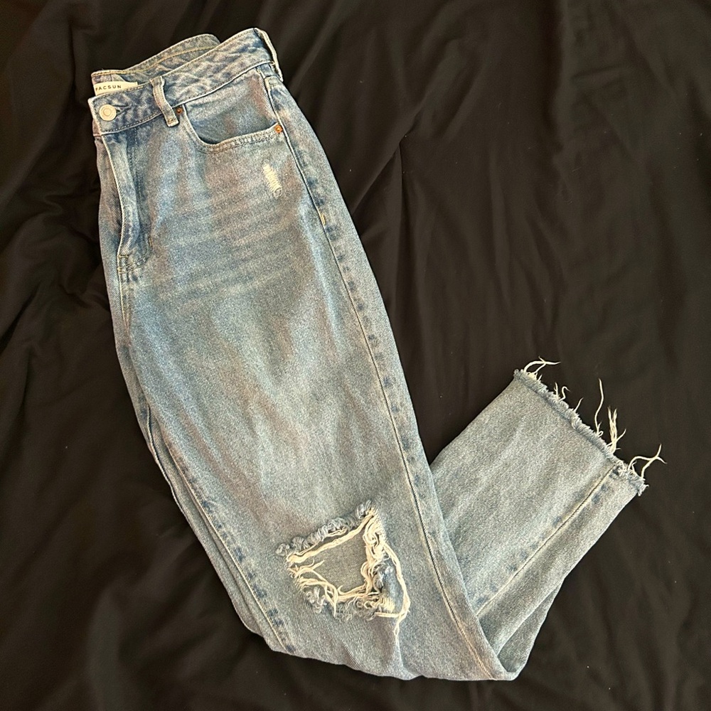 PacSun Light Wash Distressed Mom Jeans